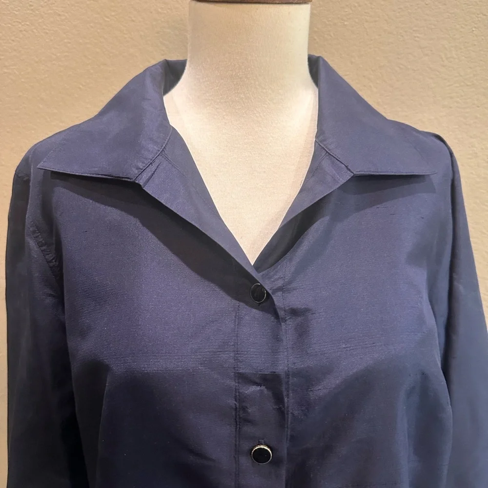 Talbots Midnight Blue Button Down Shirt - Picture 6 of 14